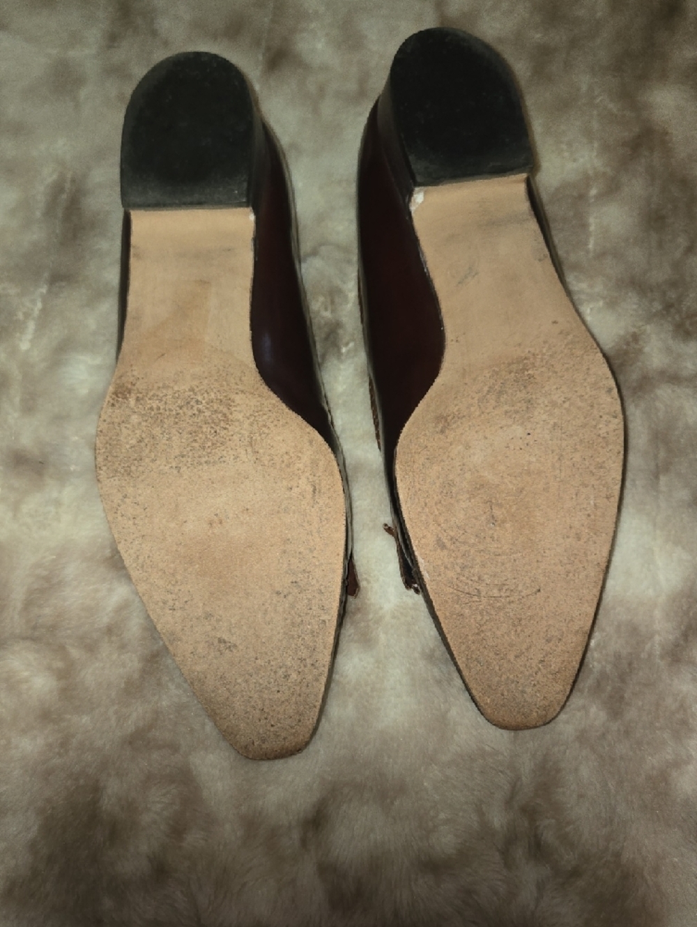 Bally Brown Leather Loafers Snakeskin Embossed Toe Tassel Fringe Flats - Picture 6 of 11
